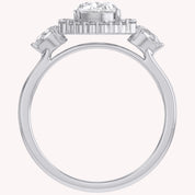 Lori 3 Stone Halo Oval Cut Lab Grown Diamond Engagement Ring