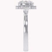 Lori 3 Stone Halo Oval Cut Lab Grown Diamond Engagement Ring
