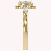 Lori 3 Stone Halo Oval Cut Lab Grown Diamond Engagement Ring