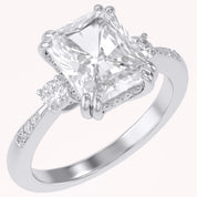 Elisabeth 3 Stone Hidden Halo Lab Grown Diamond Engagement Ring