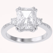 Elisabeth 3 Stone Hidden Halo Lab Grown Diamond Engagement Ring