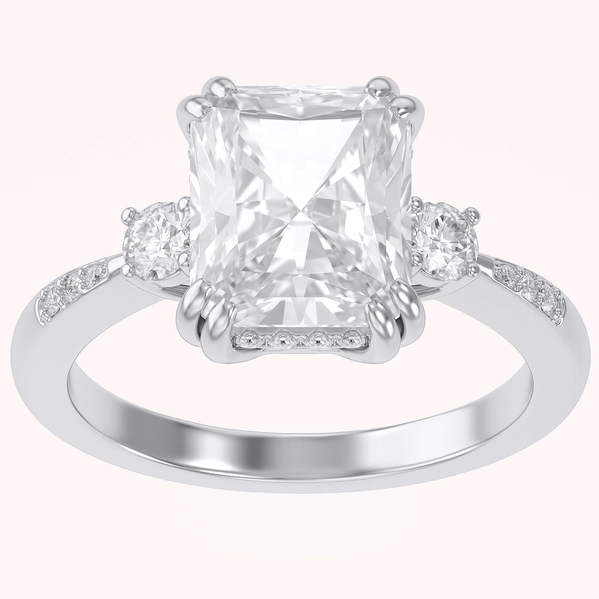 Elisabeth 3 Stone Hidden Halo Lab Grown Diamond Engagement Ring