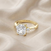 Elisabeth 3 Stone Hidden Halo Lab Grown Diamond Engagement Ring