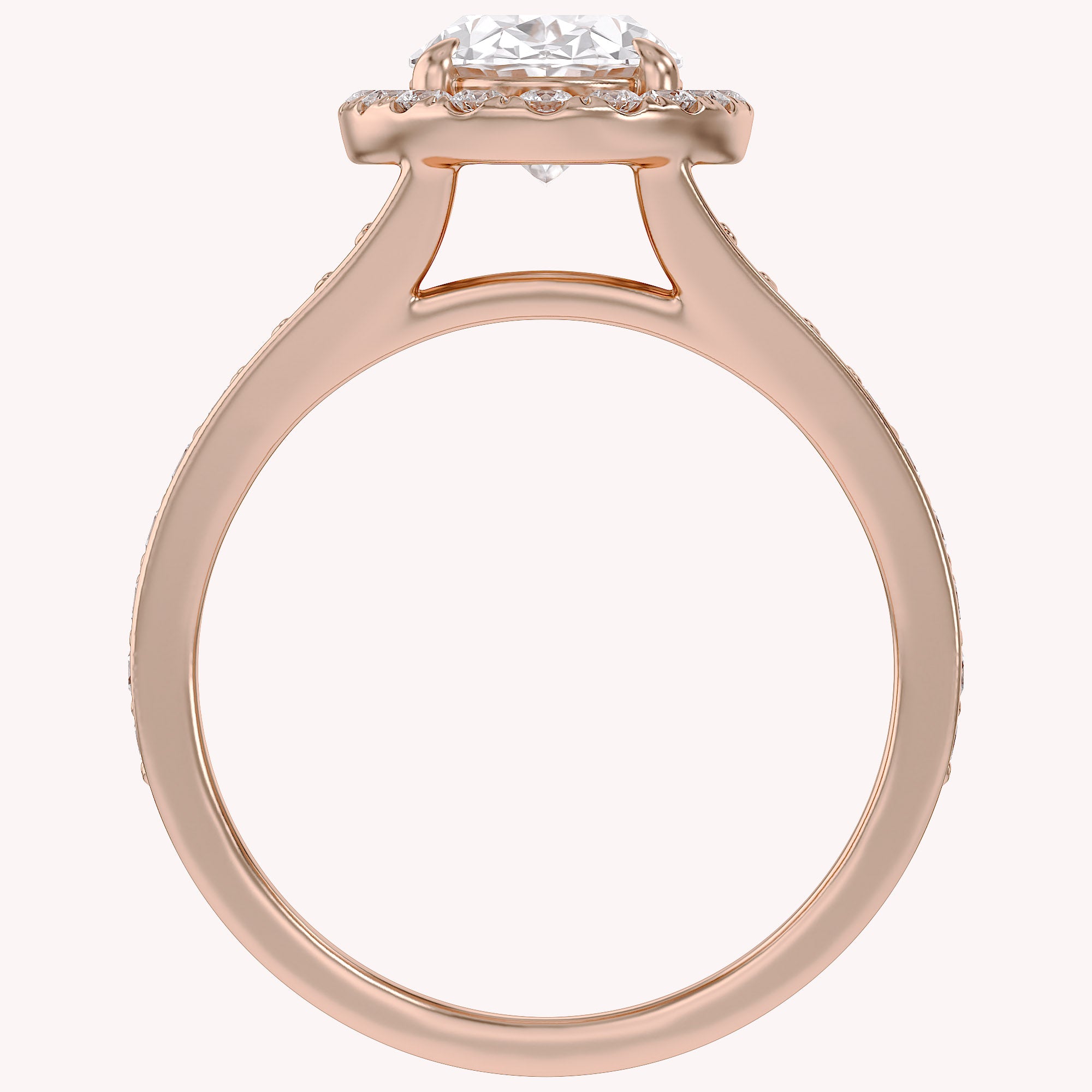 Premium Oval Diamond Engagement Ring with Prong Set Round Diamonds