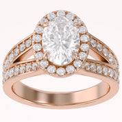 Premium Oval Diamond Engagement Ring with Prong Set Round Diamonds