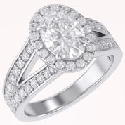 Premium Oval Diamond Engagement Ring with Prong Set Round Diamonds