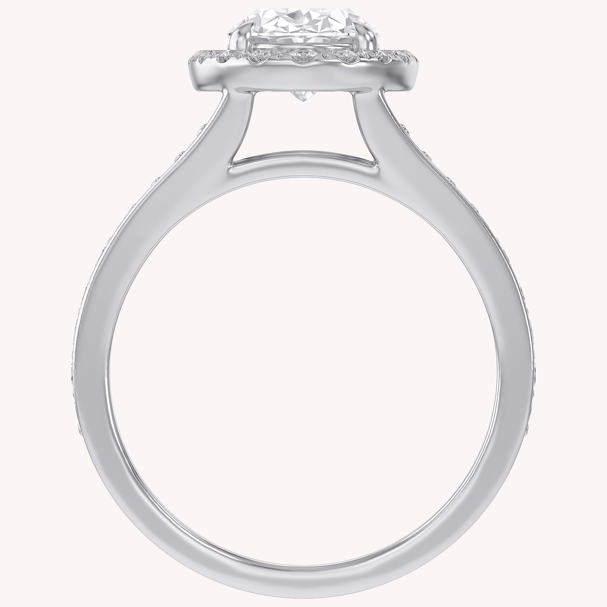 Premium Oval Diamond Engagement Ring with Prong Set Round Diamonds