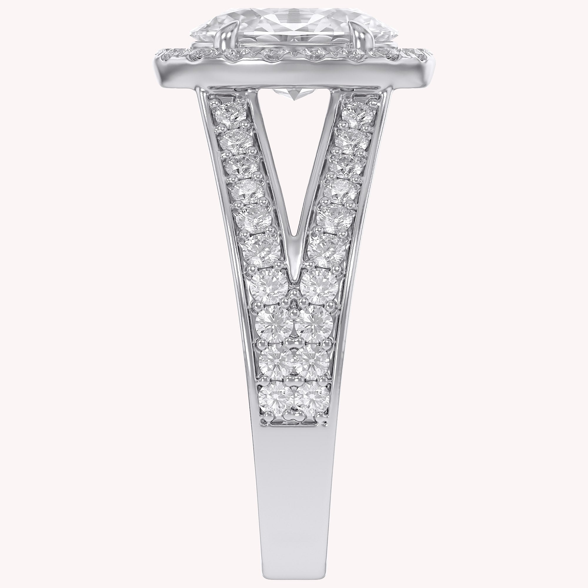 Premium Oval Diamond Engagement Ring with Prong Set Round Diamonds