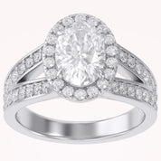 Premium Oval Diamond Engagement Ring with Prong Set Round Diamonds