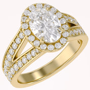 Premium Oval Diamond Engagement Ring with Prong Set Round Diamonds