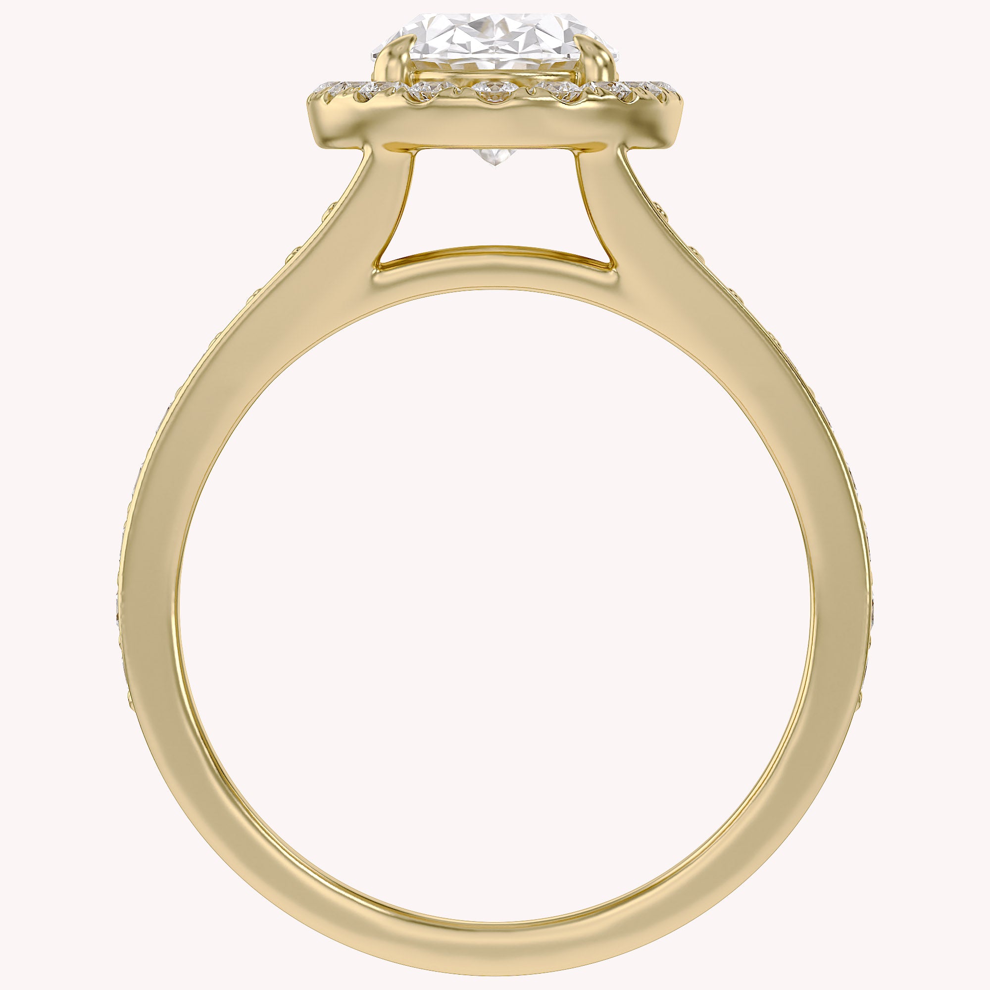 Premium Oval Diamond Engagement Ring with Prong Set Round Diamonds