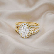 Premium Oval Diamond Engagement Ring with Prong Set Round Diamonds