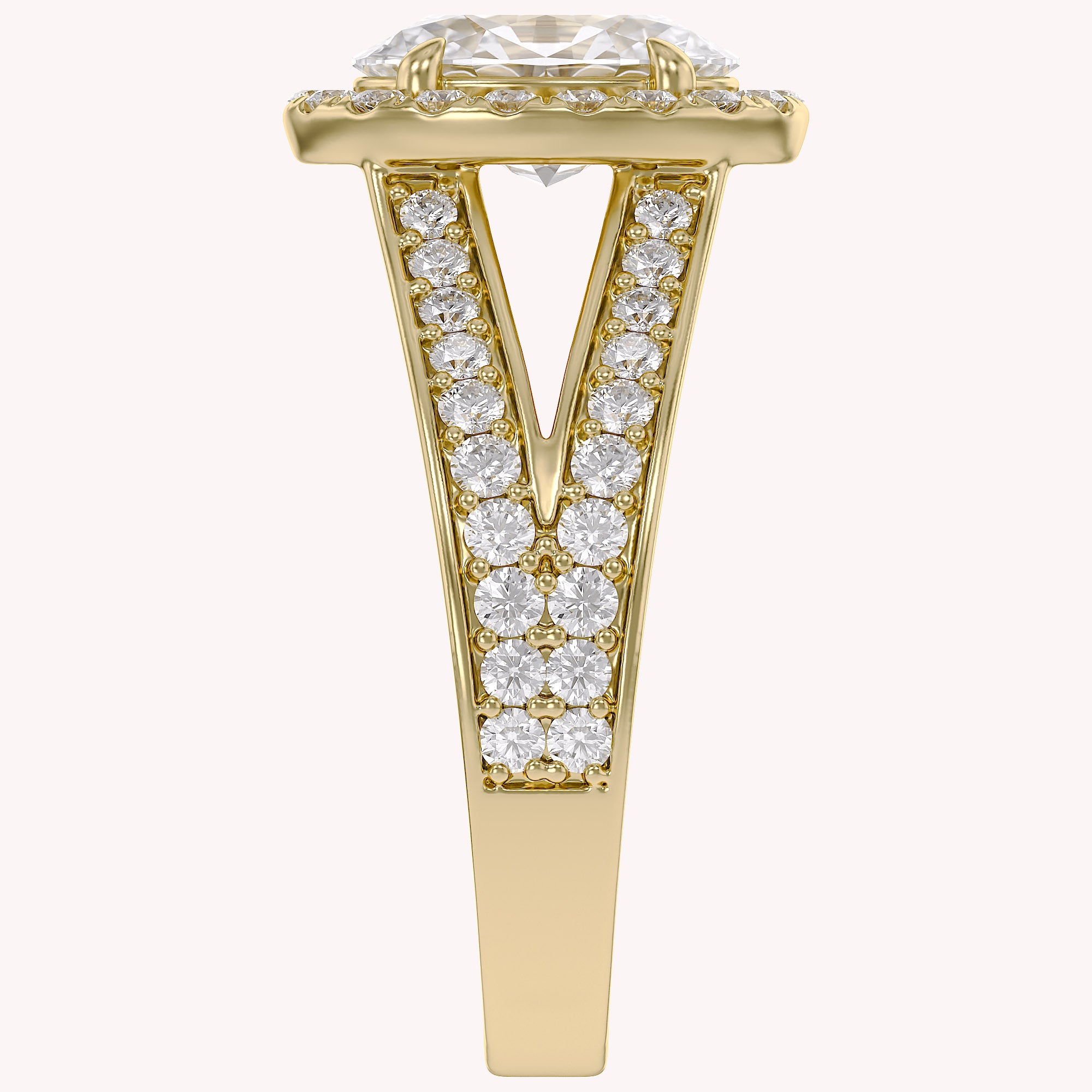 Premium Oval Diamond Engagement Ring with Prong Set Round Diamonds