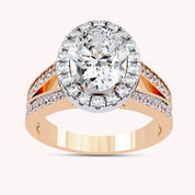 Premium Oval Diamond Engagement Ring with Prong Set Round Diamonds