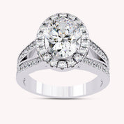 Premium Oval Diamond Engagement Ring with Prong Set Round Diamonds