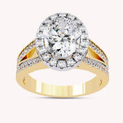 Premium Oval Diamond Engagement Ring with Prong Set Round Diamonds