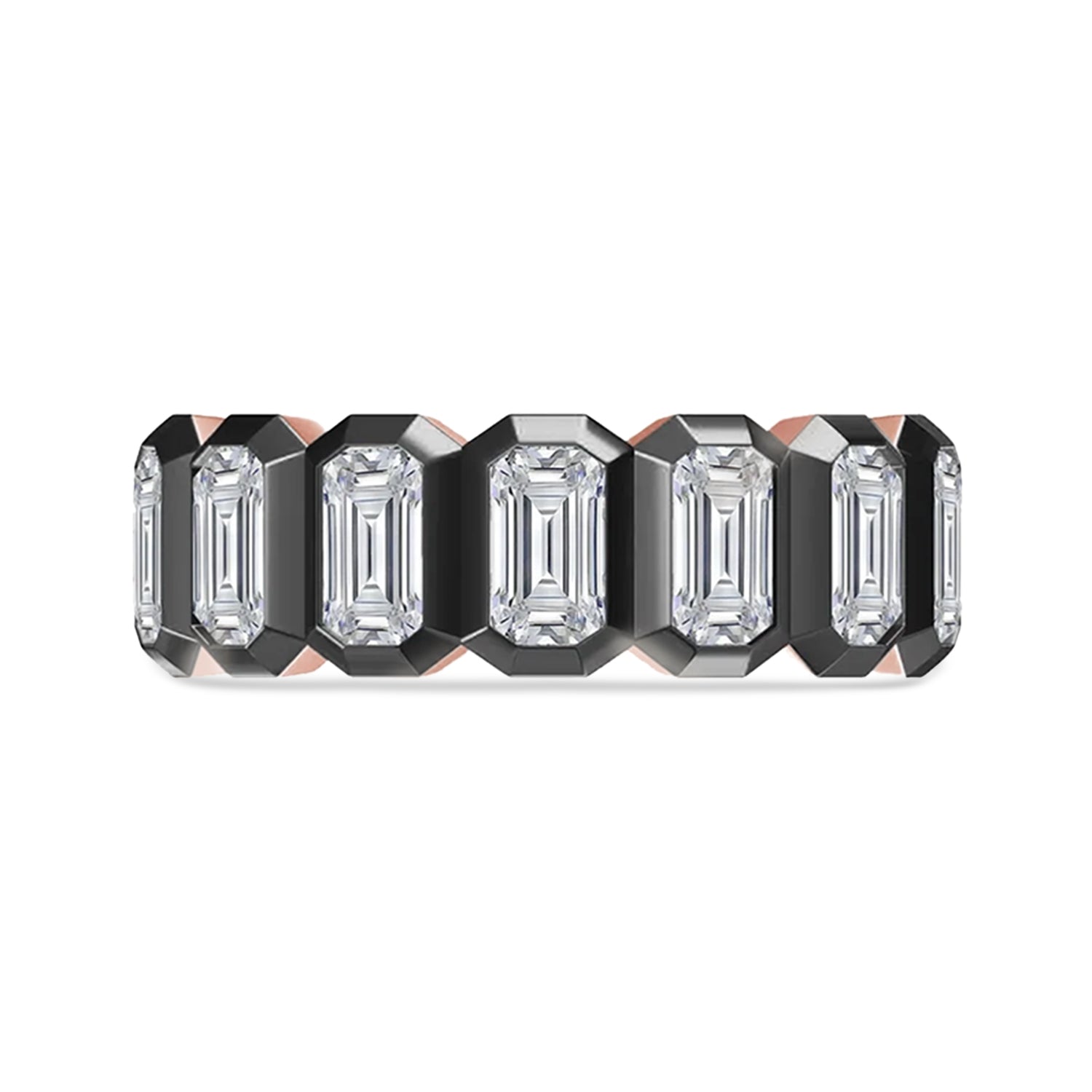 Emerald Cut Lab Created Moissanite Two Tone Full Eternity Promise Ring