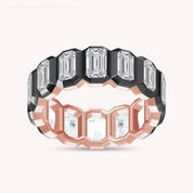 Emerald Cut Lab Created Moissanite Two Tone Full Eternity Promise Ring