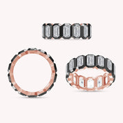 Two Tone Emerald Cut White Cubic Zirconia Eternity Promise Ring