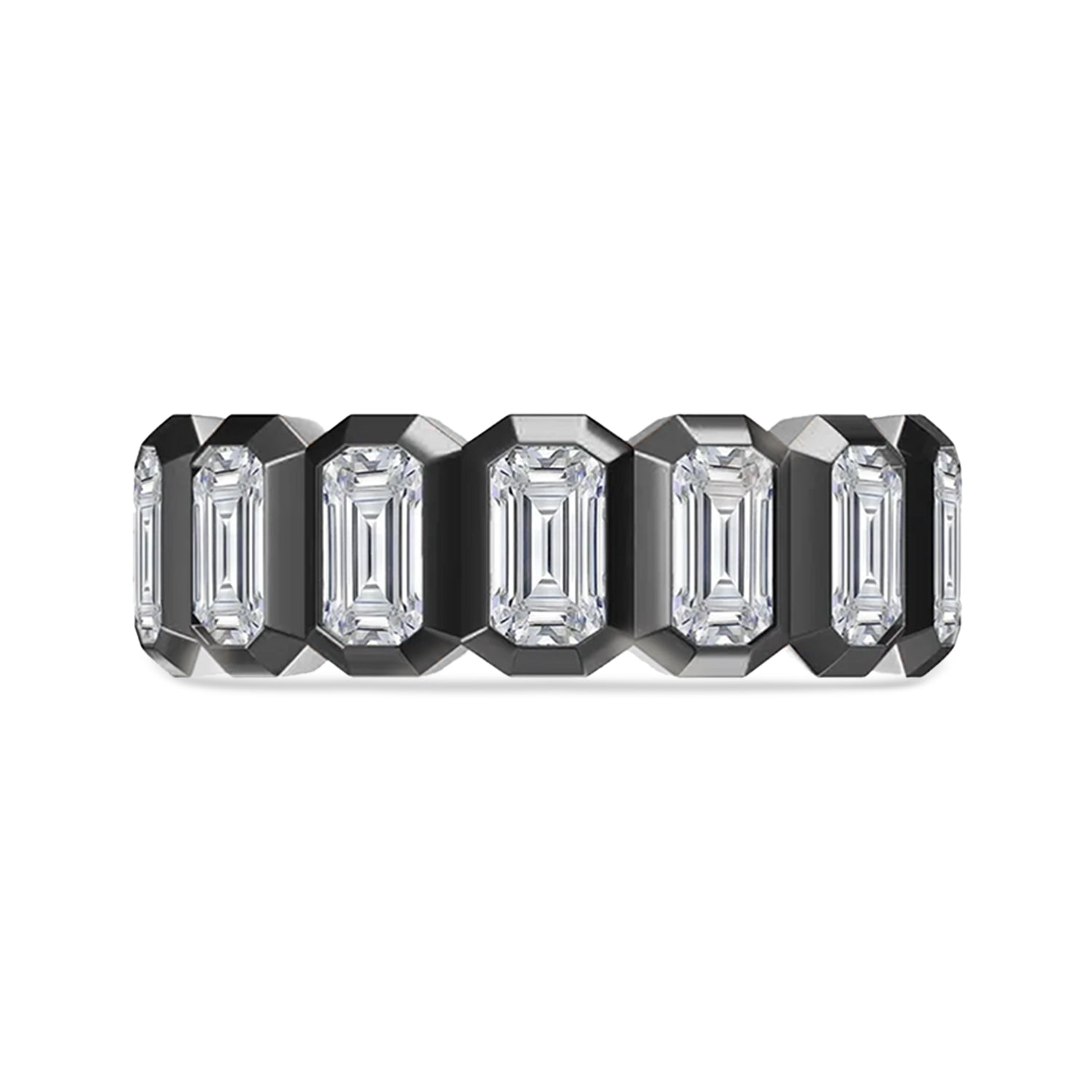 Emerald Cut Lab Created Moissanite Two Tone Full Eternity Promise Ring