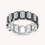 Two Tone Emerald Cut White Cubic Zirconia Eternity Promise Ring