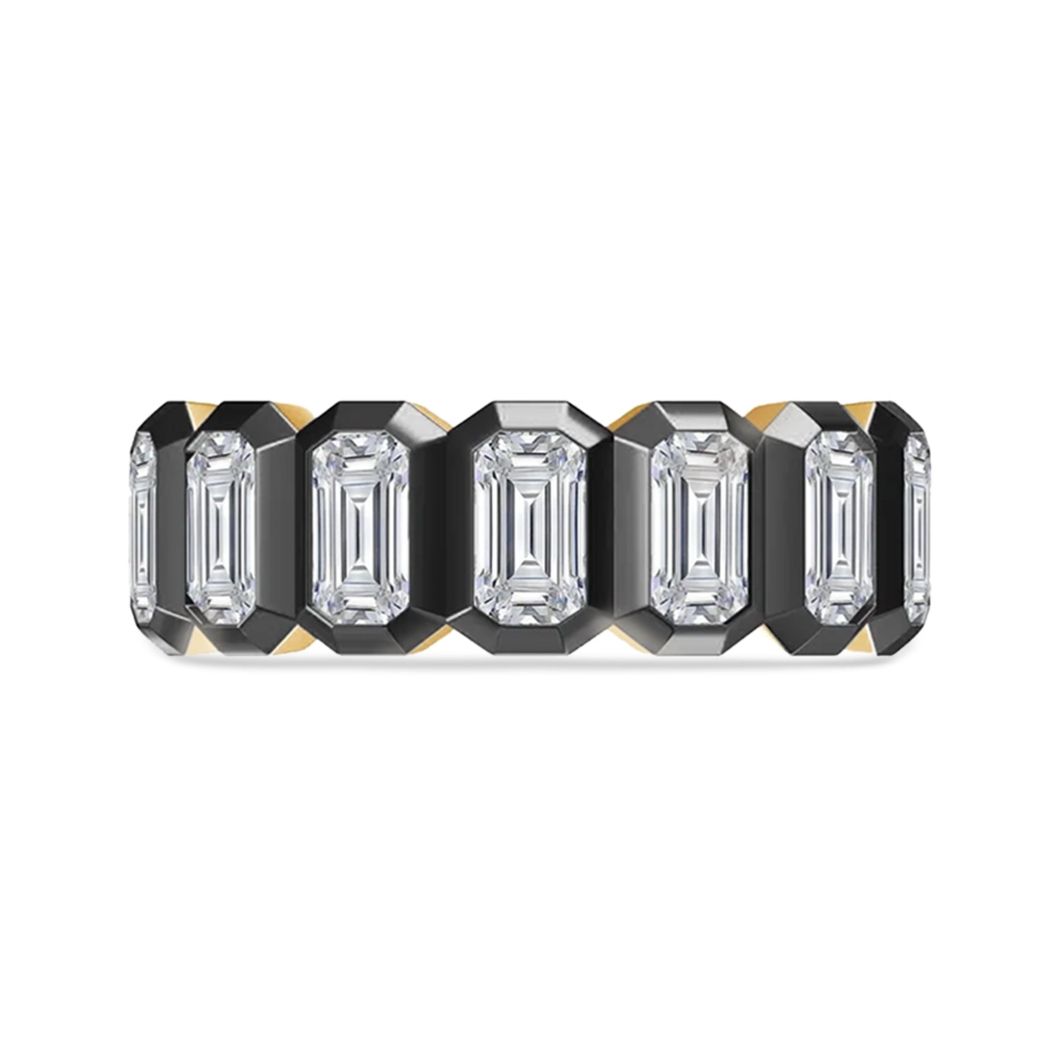 Emerald Cut Lab Created Moissanite Two Tone Full Eternity Promise Ring