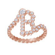 Bubble Round shape White Cubic Zirconia Initial Letter Ring
