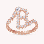 Bubble Round shape Lab Created Moissanite Initial Letter Ring