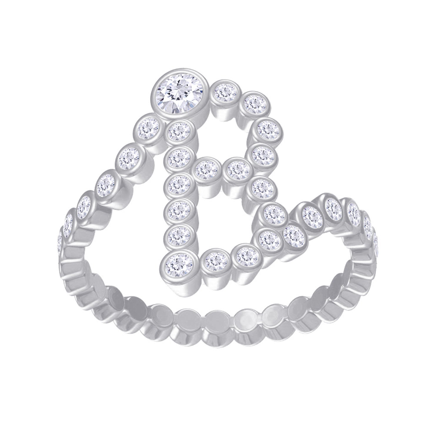 Bubble Round shape White Cubic Zirconia Initial Letter Ring
