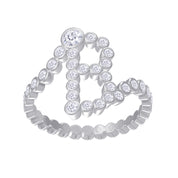 Bubble Round shape White Cubic Zirconia Initial Letter Ring