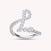 Bubble Round shape White Cubic Zirconia Initial Letter Ring