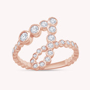 Bubble Round shape White Cubic Zirconia Initial Letter Ring