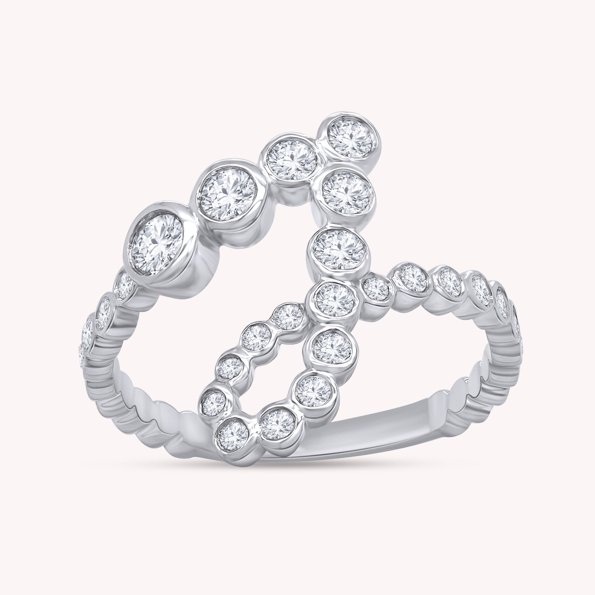 Bubble Round shape White Cubic Zirconia Initial Letter Ring