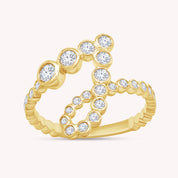 Bubble Round shape White Cubic Zirconia Initial Letter Ring
