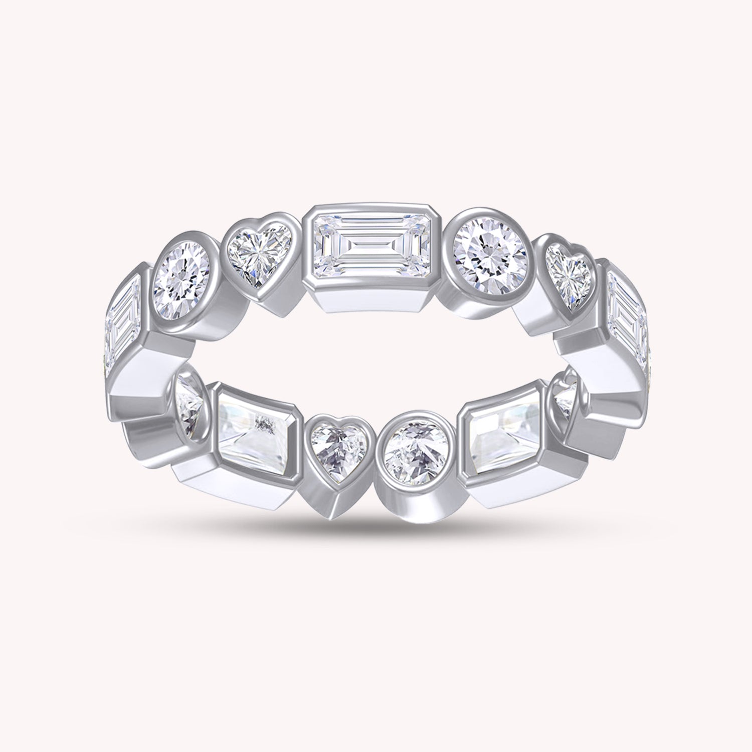 Multi Shape Lab Created Moissanite Full Eternity Wedding Ring