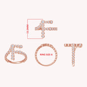 Initial Letter "F" Alphabet Lab Created Moissanite Bezel Set Promise Ring