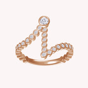 Bubble Round shape White Cubic Zirconia Initial Letter Ring