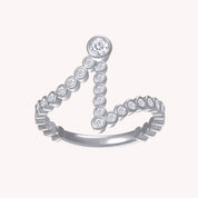 Bubble Round shape Lab Created Moissanite Initial Letter Ring