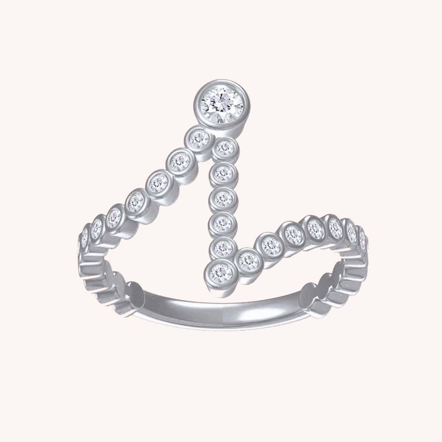 Bubble Round shape White Cubic Zirconia Initial Letter Ring
