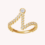 Bubble Round shape White Cubic Zirconia Initial Letter Ring