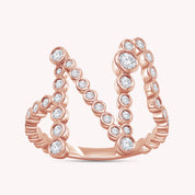 Bubble Round shape White Cubic Zirconia Initial Letter Ring