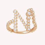 Bubble Round shape Lab Created Moissanite Initial Letter Ring