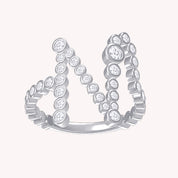 Bubble Round shape Lab Created Moissanite Initial Letter Ring