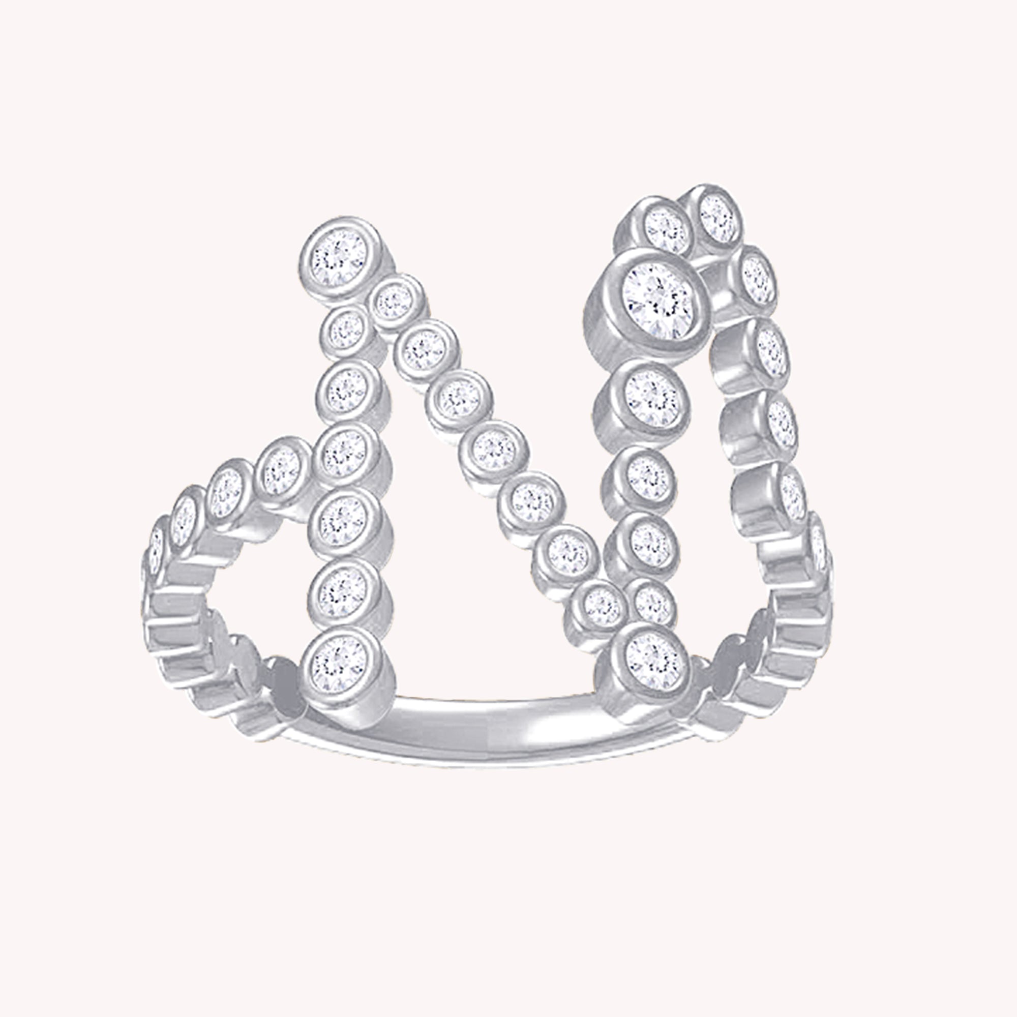 Bubble Round shape Lab Created Moissanite Initial Letter Ring