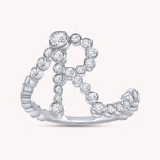 Bubble Round shape White Cubic Zirconia Initial Letter Ring
