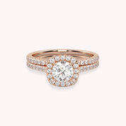 IGI Certified Halo Solitaire Bridal Ring Set