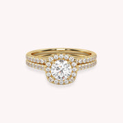 IGI Certified Halo Solitaire Bridal Ring Set
