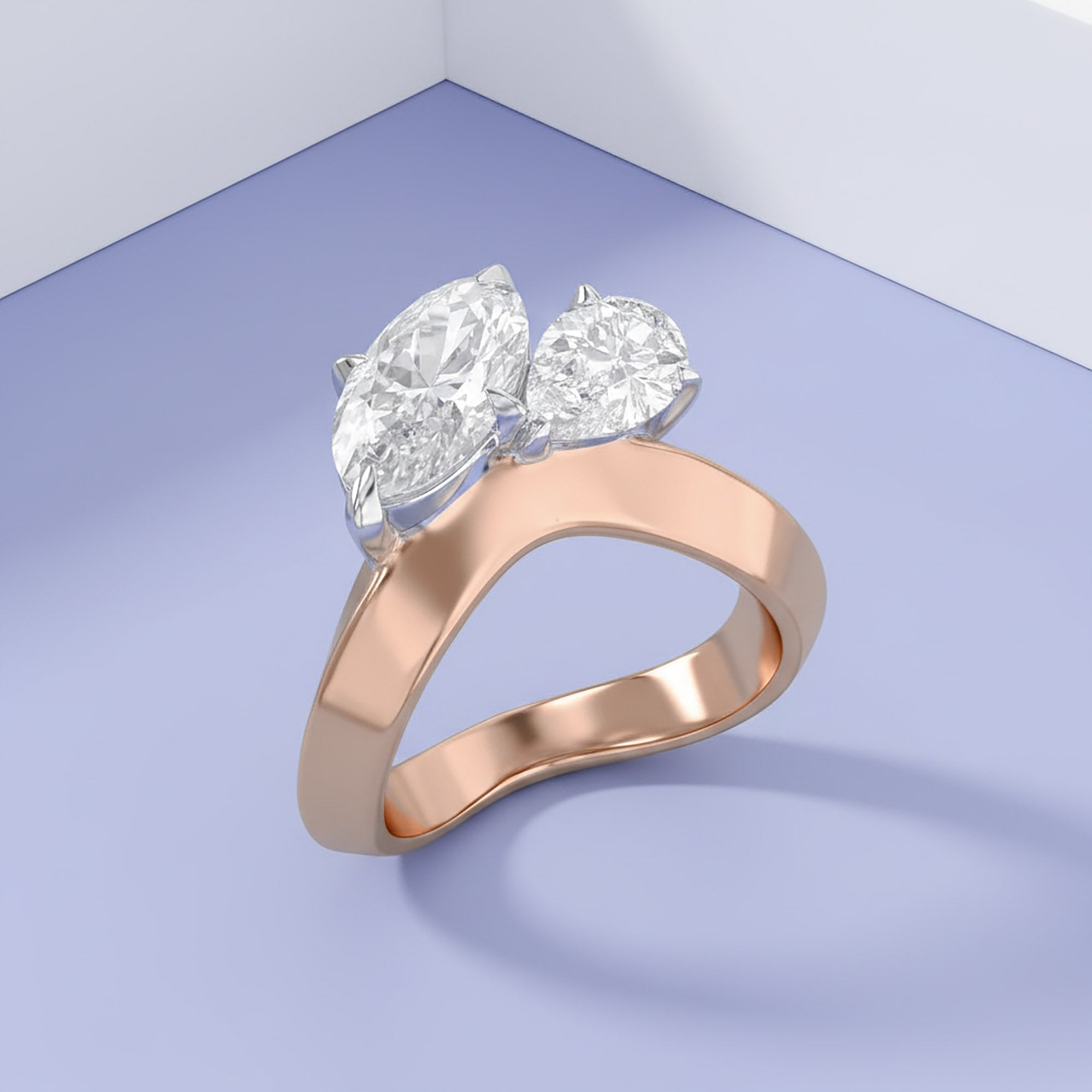 Toi Et Moi Ring 3.50 Carat Oval & Pear Lab Grown Diamond