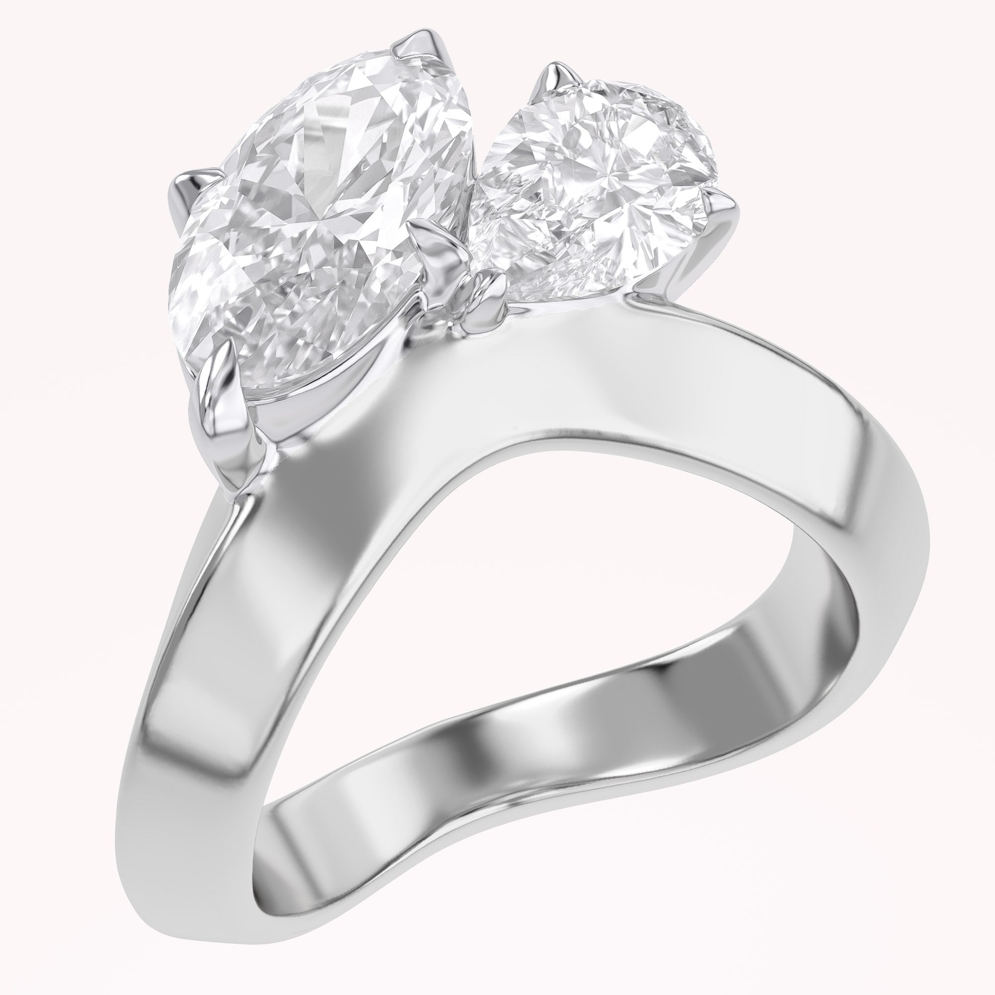 Toi Et Moi Ring 3.50 Carat Oval & Pear Lab Grown Diamond