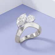 Toi Et Moi Ring 3.50 Carat Oval & Pear Lab Grown Diamond